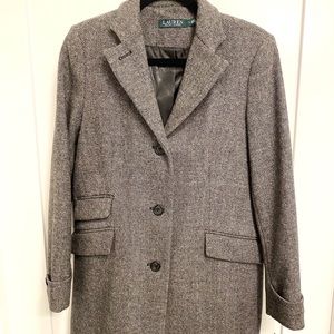 NWT Lauren Ralph Lauren Black/White Tweed Coat
